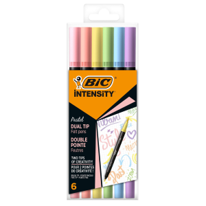 BIC DUAL TIP PENNARELLO DOPPIA PUNTA COLORI ASSORTITI PASTELLO CONF 6 Pz.